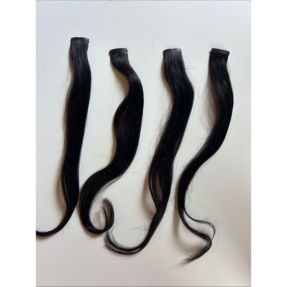 Luxy Seamless Clip In Hair Extensions 16” Inch 140g 1B Off Black Remy Human Hair - Picture 6 of 16